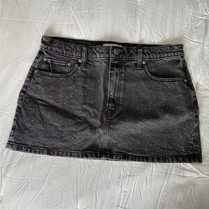 Abercrombie Rhinsetone Black Denim Mini Skirt
